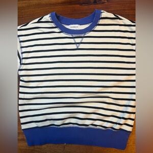 Evereve Striped Sweatshirt Women's Size S Blue Accent